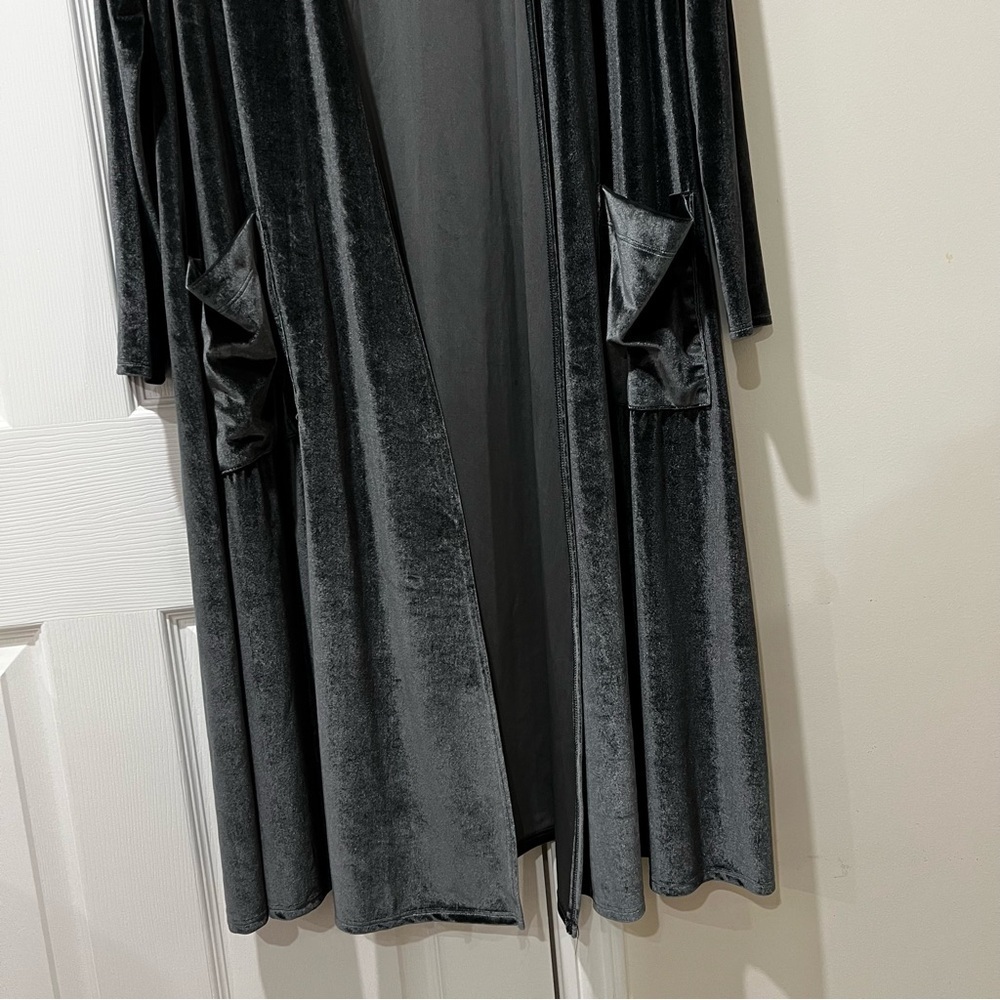Velvet Lularoe Size Large Grey Velvet Sarah Cardigan Long Duster With Pockets - Picture 5 of 10